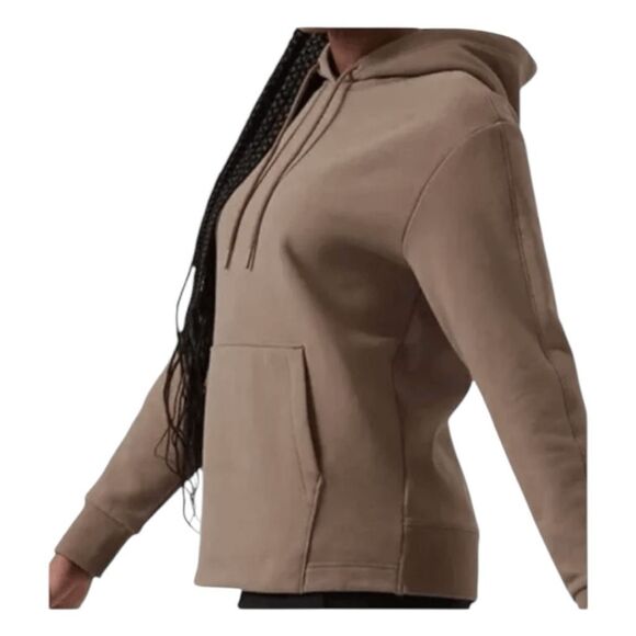 Athleta Retroplush II Hoodie Sweatshirt Brown Super Soft Knit Long Sleeve S - Picture 2 of 8